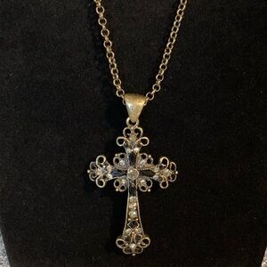 LIA SOPHIA Fresco Cross Necklace with Rhinestone Detailing